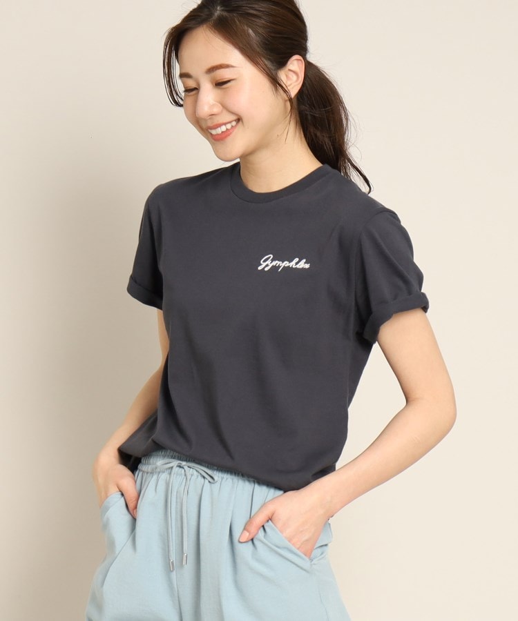 デッサン(レディース)(Dessin(Ladies))のGymphlex(ジムフレックス) ロゴ刺繍Tシャツ チャコールグレー(014)