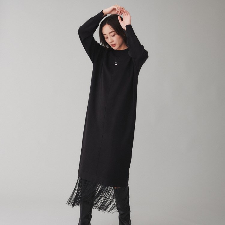 アンタイトル(UNTITLED)の【TORRAZZO DONNA】ニット×フリンジレイヤードワンピース マキシ・ロングワンピース