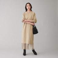 TORRAZZO DONNA】ニット×フリンジレイヤードワンピース（マキシ