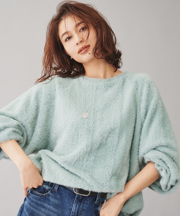 アンタイトル(UNTITLED)の【CHIGNON】シャギーニットソープルオーバー サックスブルー(090)