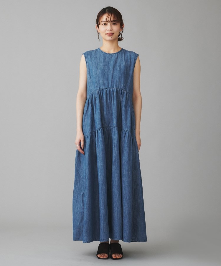 アンタイトル(UNTITLED)の【Healthy DENIM】Breezy Blueberryノースリーブ ティアード ワンピース6