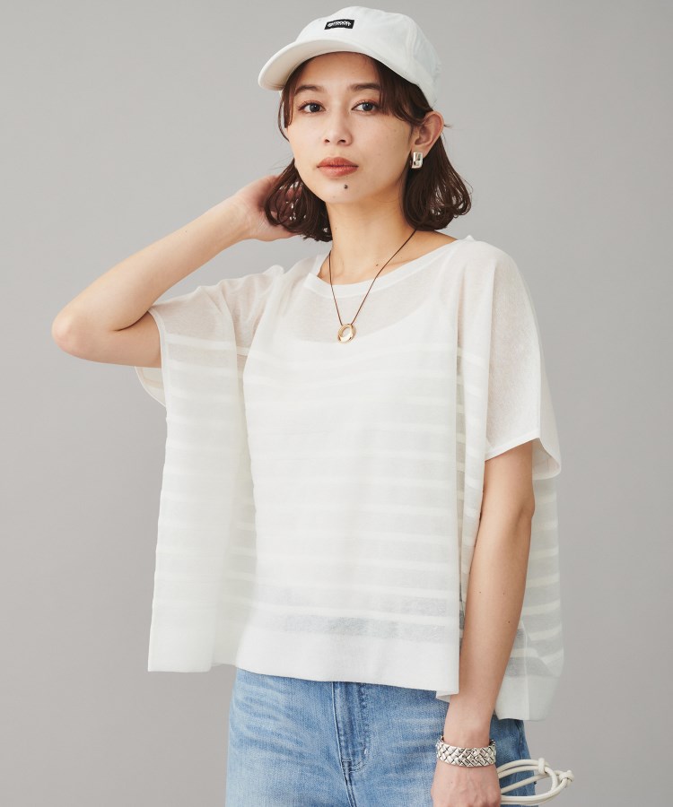 アンタイトル(UNTITLED)の【TRADITIONAL WEATHERWEAR】LYNE KNIT SHEERプルオーバー ホワイト(001)