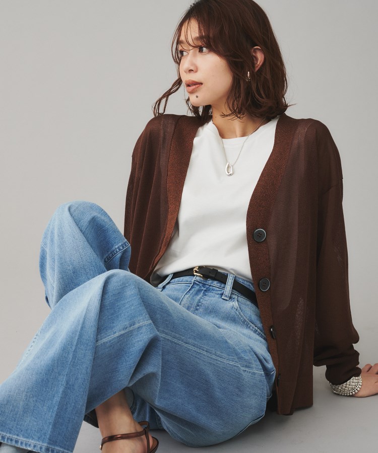 TORRAZZO DONNA】シースルーラメカーディガン(カーディガン TORRAZZO DONNA】シースルーラメカーディガン(カーディガン