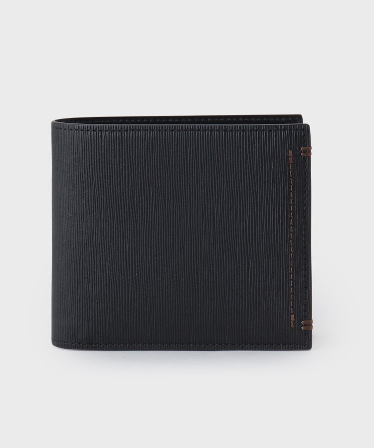 タケオキクチ(TAKEO KIKUCHI)のリップル Wステッチ 2つ折り財布 ブラック(019)
