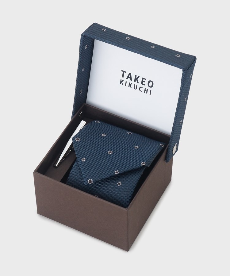 タケオキクチ(TAKEO KIKUCHI)の【BOXセット】フラワー小紋柄ネクタイ＆タイバー セット12
