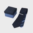 タケオキクチ(TAKEO KIKUCHI)の【BOXセット】スタンダード柄ネクタイ＆タイバー ネイビー(494)