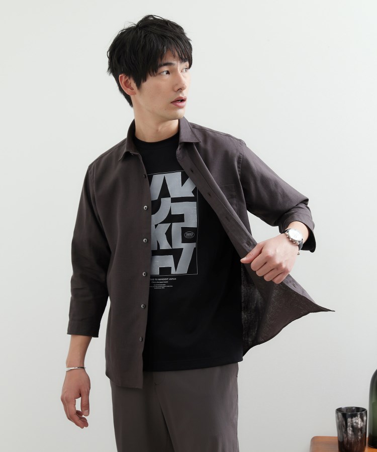 タケオキクチ(TAKEO KIKUCHI)の【LIMITED】リネンブレンド 7分袖シャツ28