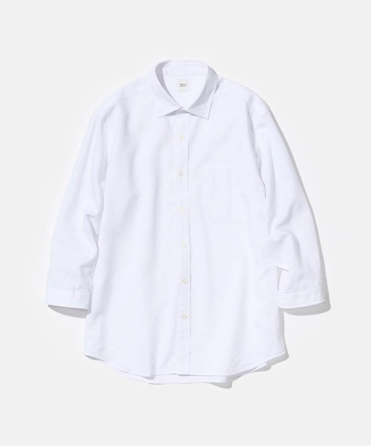 タケオキクチ(TAKEO KIKUCHI)の【LIMITED】リネンブレンド 7分袖シャツ ホワイト(001)