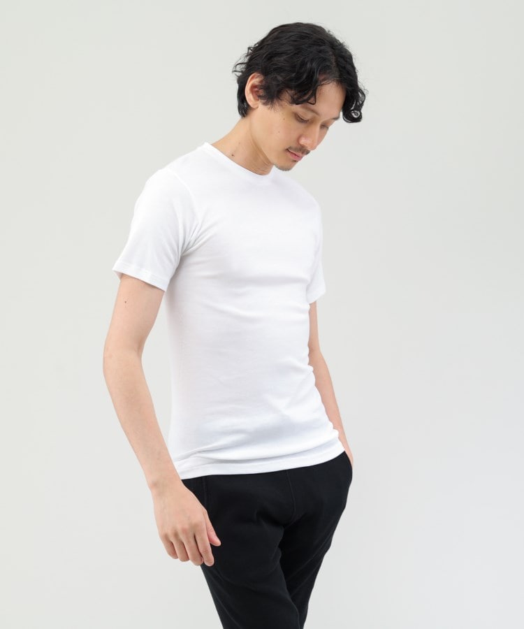 タケオキクチ(TAKEO KIKUCHI)の【MADE IN　JAPAN】ベーシック　半袖クルーネック Tシャツ ホワイト(001)