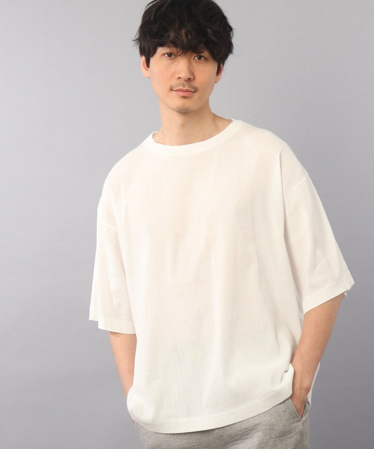 タケオキクチ(TAKEO KIKUCHI)の【ビワコットン】 ビッグTシャツ ホワイト(001)