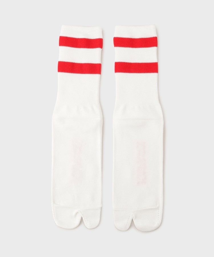 タケオキクチ(TAKEO KIKUCHI)の【NAPRON】 BORDER HANPU TABI SOX レッド(062)