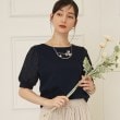スーナウーナ(SunaUna)の【接触冷感／袖ジャカード】レースドッキングプルオーバー ネイビー(094)