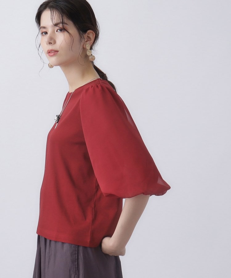 スーナウーナ(SunaUna)の【華やか見え!／袖シフォン】7分袖パフスリーブカットソー17