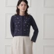 スーナウーナ(SunaUna)の【人気シリーズ／リボン＆ビーズ刺繍】クラフトニットカーディガン ネイビー(094)