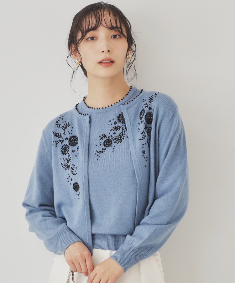 SS~Lサイズ展開/ビーズ手刺繍】クラフトニットカーディガン SS~Lサイズ展開/ビーズ手刺繍】クラフトニットカーディガン