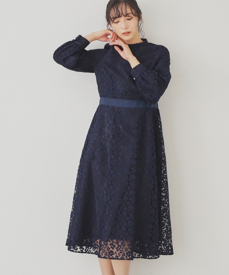 スーナウーナ(SunaUna)の【SS～Lサイズ展開/レオパードレース】スタンドネックワンピース15