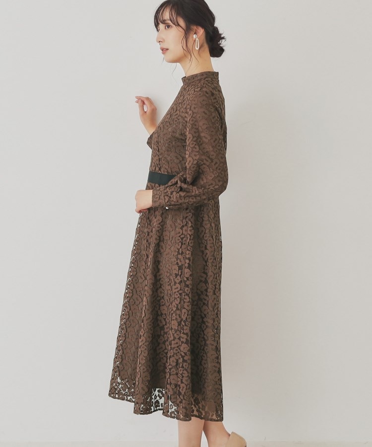 スーナウーナ(SunaUna)の【SS～Lサイズ展開/レオパードレース】スタンドネックワンピース19
