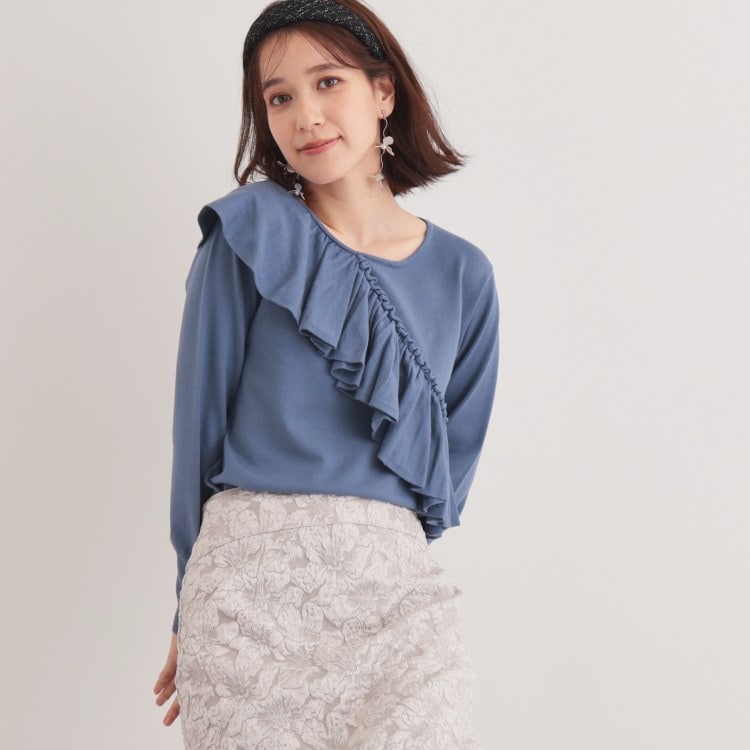 スーナウーナ(SunaUna)の【6色展開／大人フェミニン】アシメフリルニット ニット/セーター