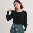 スーナウーナ(SunaUna)の【6色展開／大人フェミニン】アシメフリルニット ブラック(019)