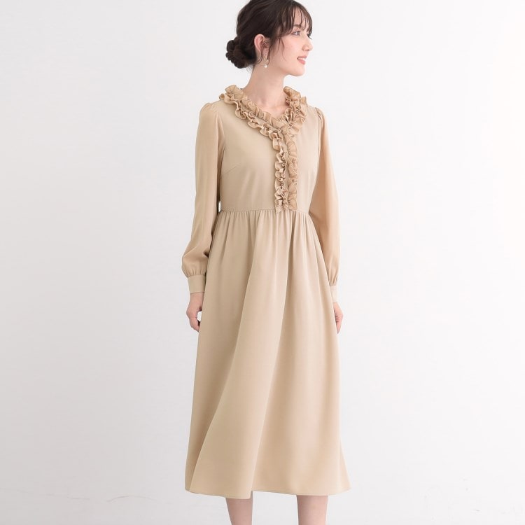 スーナウーナ(SunaUna)の【オケージョン対応可／衿フリル】フェミニンワンピース ミドルワンピース