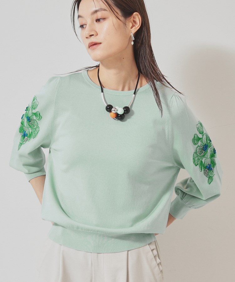 スーナウーナ(SunaUna)の【SS～Lサイズ展開／リボン＆ビーズ刺繍】クラフトニット8