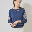 スーナウーナ(SunaUna)の【SS～Lサイズ展開／リボン＆ビーズ刺繍】クラフトニット ネイビー(094)