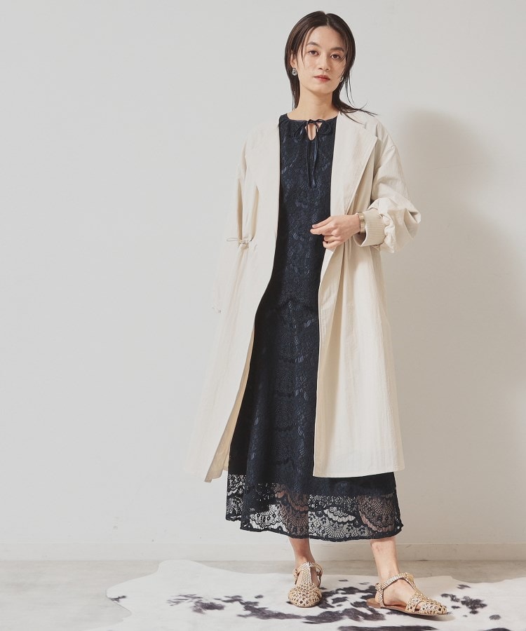 春色/裏付き】ロングノーカラーコート(ステンカラーコート 春色/裏付き】ロングノーカラーコート(ステンカラーコート