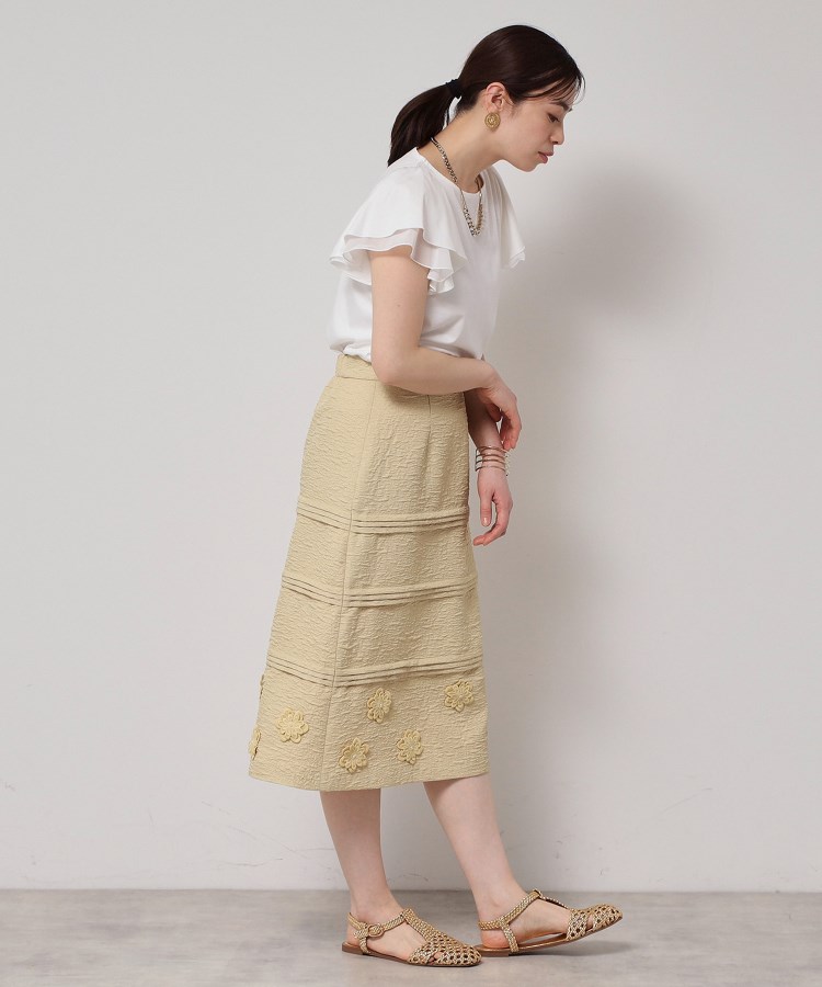 スーナウーナ(SunaUna)の【接触冷感／S～Lサイズ展開】シフォン使いフレアスリーブカットソー3