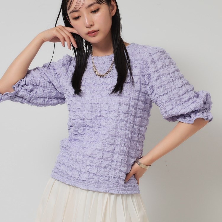 スーナウーナ(SunaUna)の【今すぐ活躍！／パフスリーブ】ジャカードプルオーバー カットソー