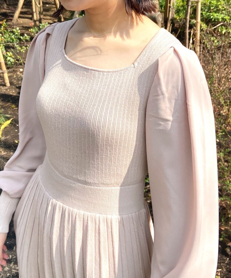 異素材ドッキングニットワンピース(マキシ・ロングワンピース 異素材ドッキングニットワンピース(マキシ・ロングワンピース