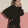 オペークドットクリップ(OPAQUE.CLIP)のハート柄 クルーネックニット ブラック(019)