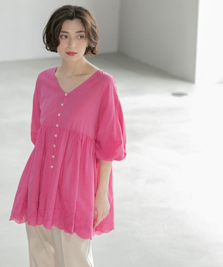 オペークドットクリップ(OPAQUE.CLIP)のバルーン袖スカラップ刺繍レースチュニック22