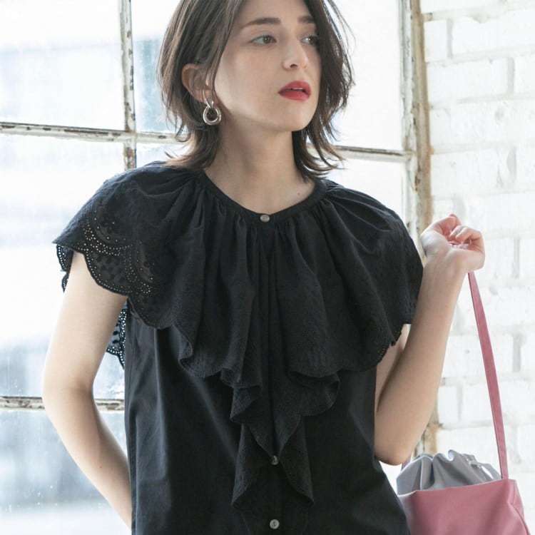 オペークドットクリップ(OPAQUE.CLIP)の刺繍レースカラーブラウス シャツ・ブラウス