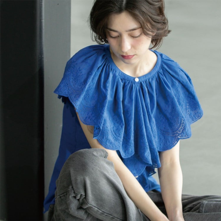 オペークドットクリップ(OPAQUE.CLIP)の刺繍レースカラーブラウス シャツ・ブラウス