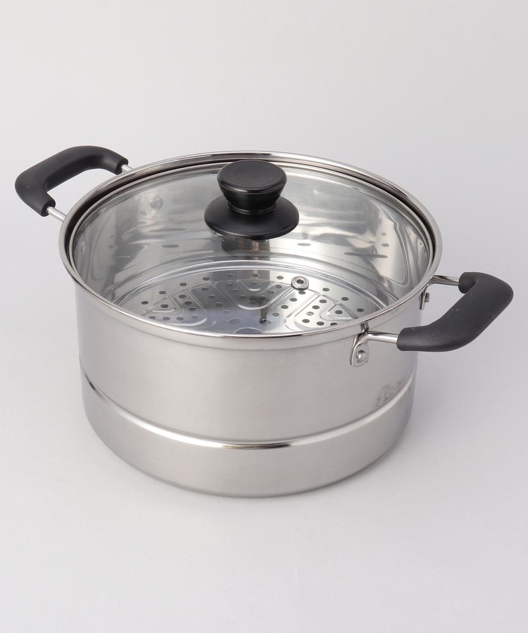 蒸し処 ステンレス製ガラス蓋付深型鍋22cm(目皿付)(鍋) | 212 蒸し処 ステンレス製ガラス蓋付深型鍋22cm(目皿付)(鍋) | 212