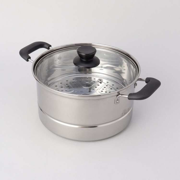 蒸し処 ステンレス製ガラス蓋付深型鍋22cm(目皿付)(鍋) | 212 蒸し処 ステンレス製ガラス蓋付深型鍋22cm(目皿付)(鍋) | 212