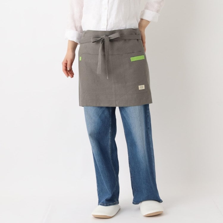 トゥーワントゥーキッチンストア(212 KITCHEN STORE)のリネンコットン カフェエプロン GY ＜212Kオリジナル＞ エプロン・その他ファブリック