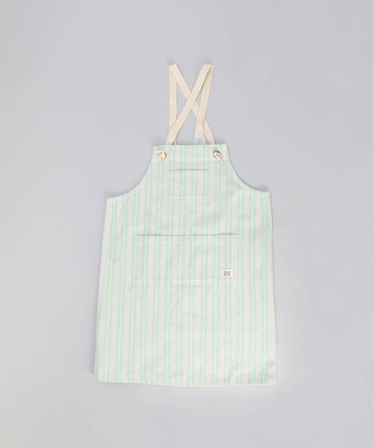 トゥーワントゥーキッチンストア(212 KITCHEN STORE)のダブルストライプ キッズエプロン・三角巾セット GR ＜212Kオリジナル＞2