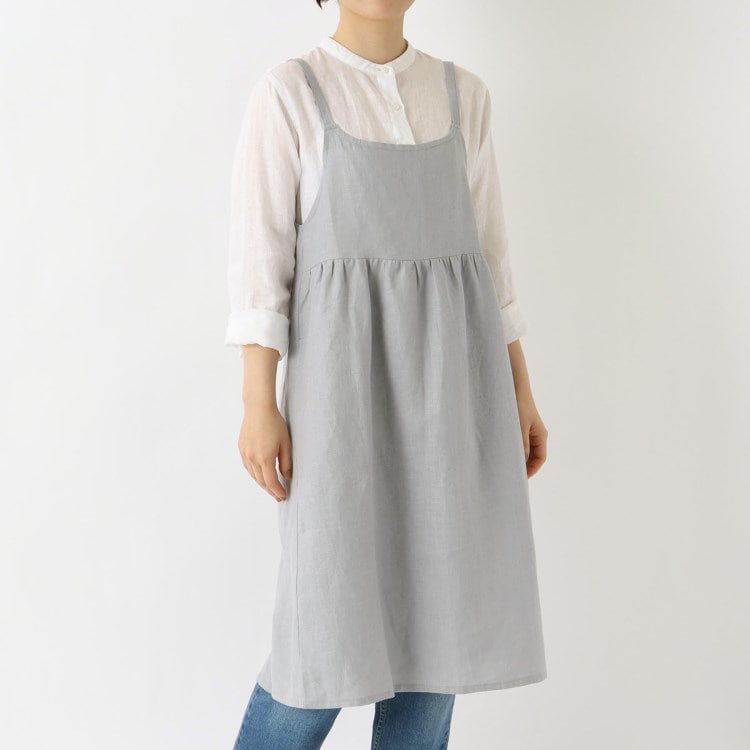 トゥーワントゥーキッチンストア(212 KITCHEN STORE)のリネンワイドギャザーエプロン GY エプロン・その他ファブリック