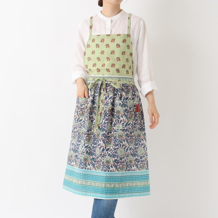 トゥーワントゥーキッチンストア(212 KITCHEN STORE)のコットンギャザーエプロン　ライク BL/GR エプロン・その他ファブリック