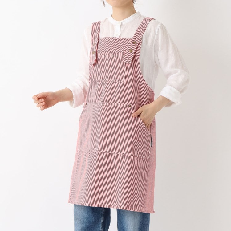 トゥーワントゥーキッチンストア(212 KITCHEN STORE)のヒッコリーストライプエプロン M RD ＜212Kオリジナル＞ エプロン・その他ファブリック