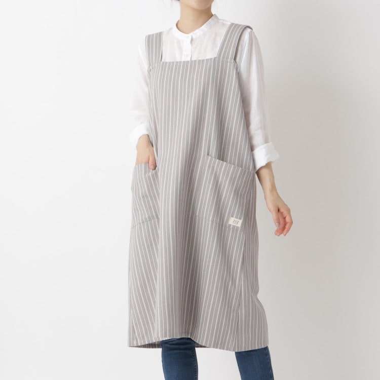 トゥーワントゥーキッチンストア(212 KITCHEN STORE)のSimple Stripe フルエプロン GY  ＜212Kオリジナル＞ エプロン・その他ファブリック