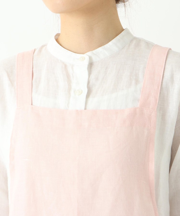 トゥーワントゥーキッチンストア(212 KITCHEN STORE)のリネンギャザーワンピースエプロン チェリーピンク ＜LINEN&BASIC リネンアンドベーシック＞4