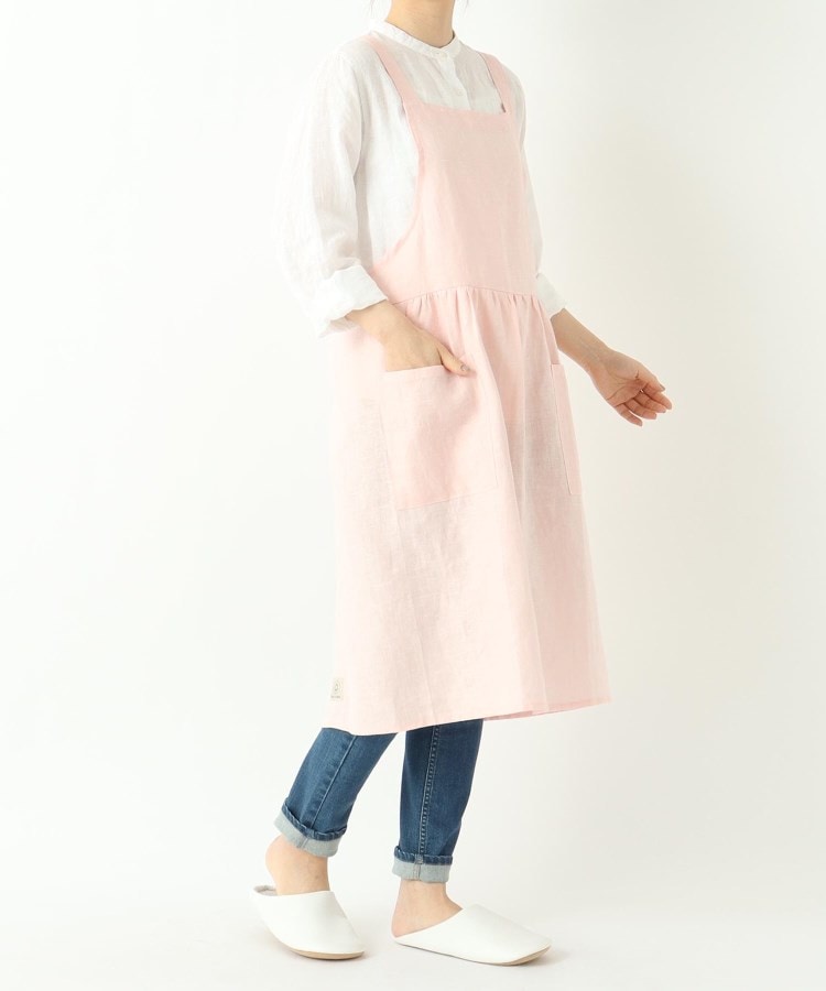 トゥーワントゥーキッチンストア(212 KITCHEN STORE)のリネンギャザーワンピースエプロン チェリーピンク ＜LINEN&BASIC リネンアンドベーシック＞9