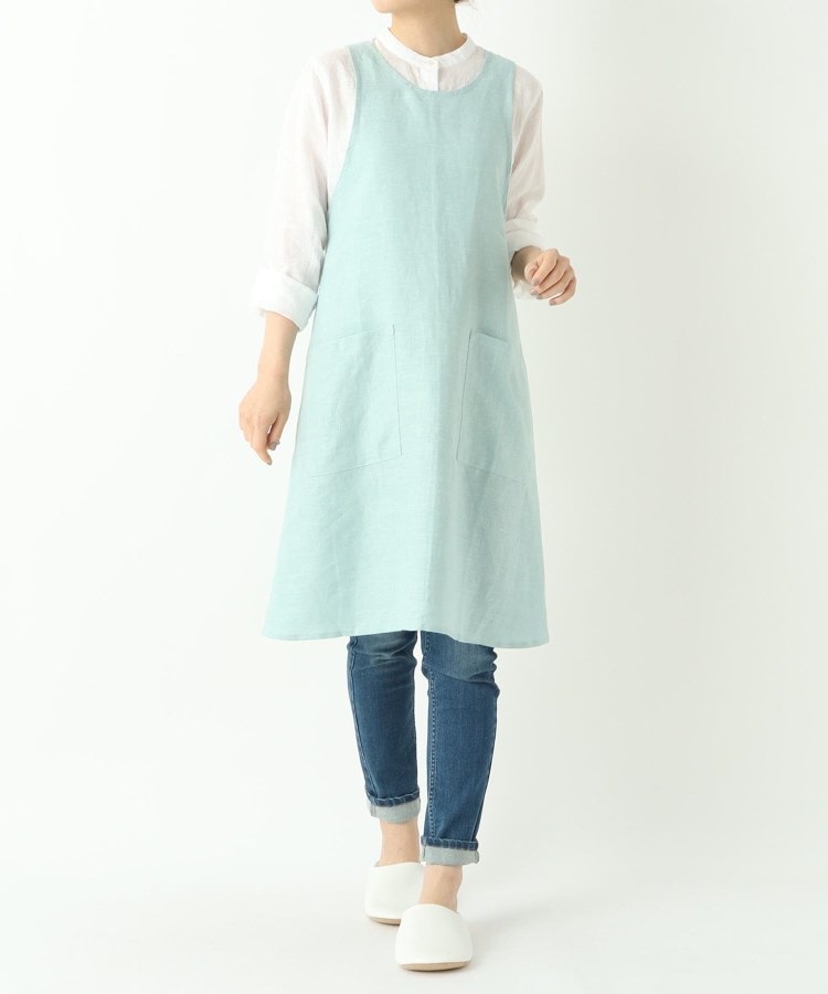 トゥーワントゥーキッチンストア(212 KITCHEN STORE)のスルーワンピースエプロン ミント ＜LINEN&BASIC リネンアンドベーシック＞9