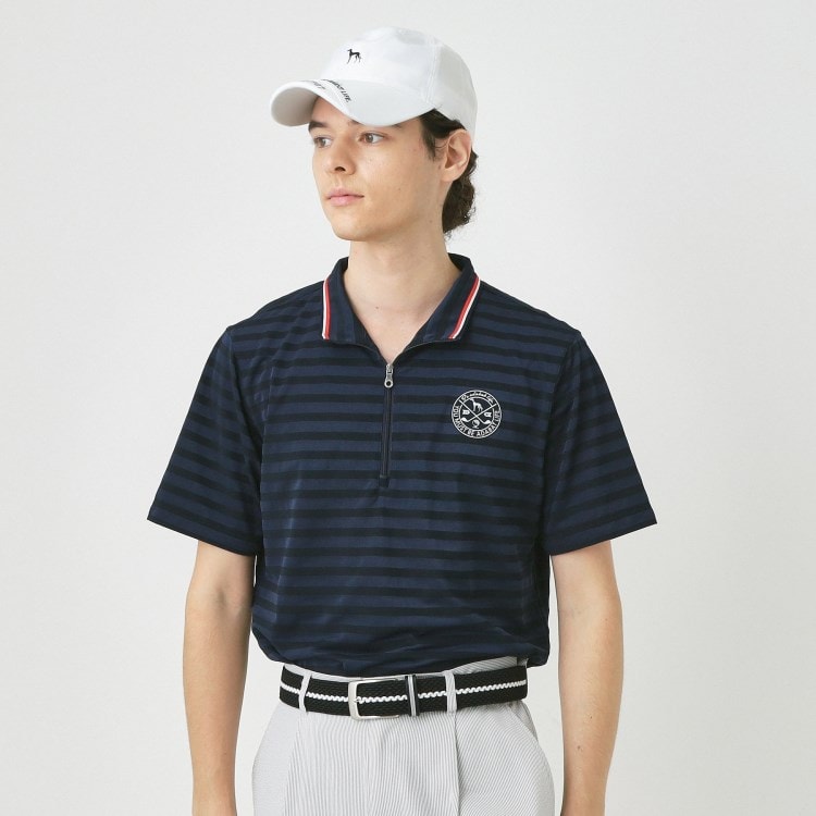 アダバット(メンズ)(adabat(Men))のシャドーボーダーハーフジップT カットソー