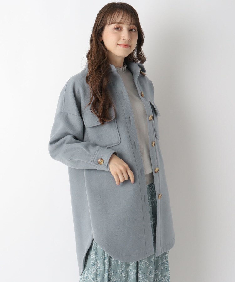 【洗える】起毛ビッグシャツジャケット エンブレムロゴ unlineシャツジャケットアウターコート レザージャケット