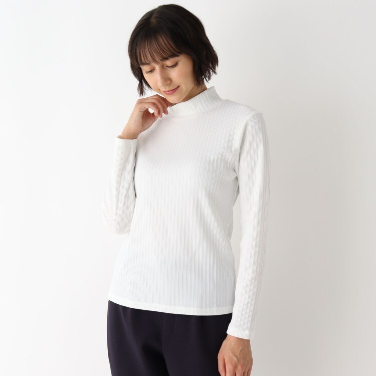 ローラアシュレイ(LAURA ASHLEY)の◆【洗える】飾り編みリブハイネックTシャツ カットソー