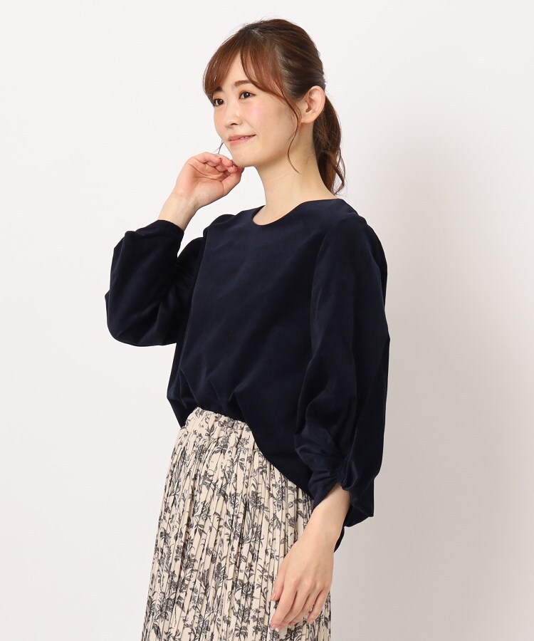 ローラアシュレイ(LAURA ASHLEY)の【洗える/SETUP可】袖デザインブラウス ネイビー(093)