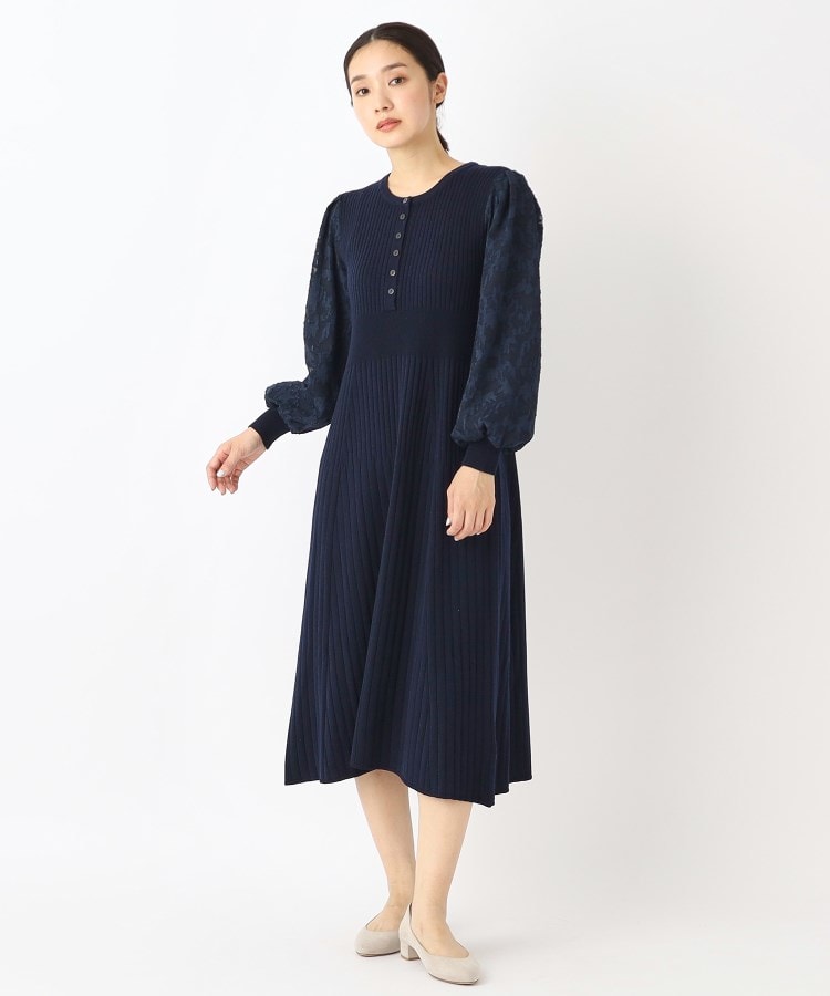 ローラアシュレイ(LAURA ASHLEY)の【洗える】袖ジャカードリブニットワンピース10